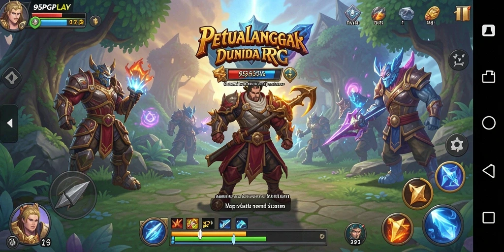 Screenshot gameplay RPG 95PGPLAY yang menampilkan pertarungan yang mendebarkan.