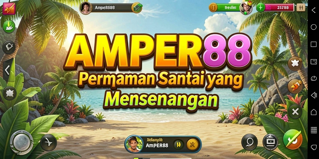 Tampilan gameplay AMPER88 yang cerah dan interaktif.