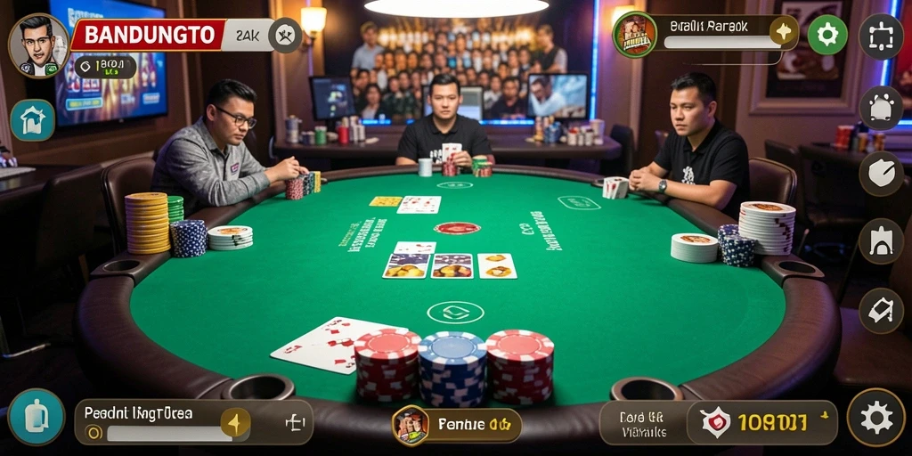 Tampilan screenshot gameplay seru dalam permainan Poker BANDUNGTOTO.