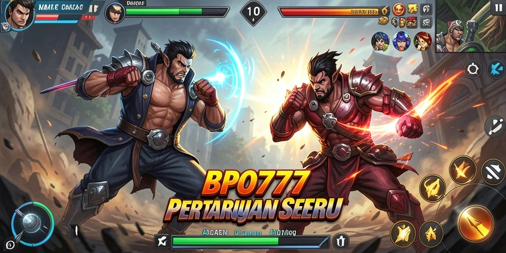 Tampilan gameplay BPO777 yang intens dan penuh aksi pertarungan.