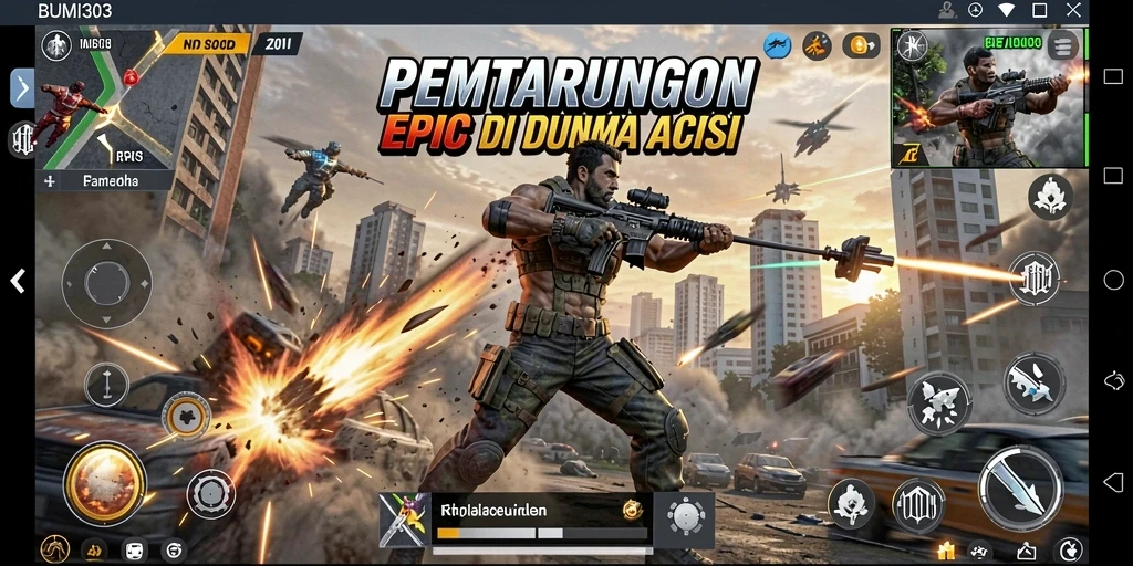 Tampilan gameplay intens dalam BUMI303 yang menampilkan aksi mendebarkan.