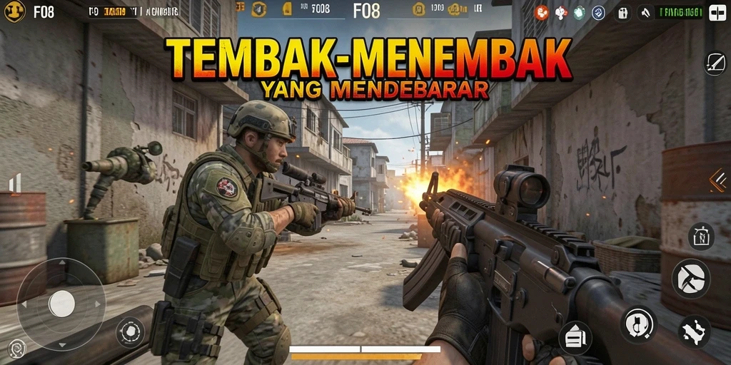 Tampilan gameplay F08 yang mendebarkan dan penuh aksi.