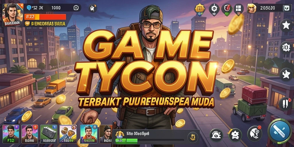 Tampilan gameplay F32 menampilkan pengelolaan bisnis yang seru.