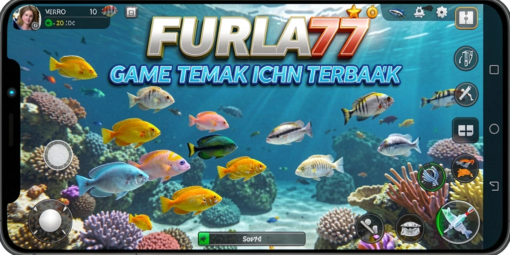 Screenshot FURLA77 menunjukkan aksi seru dalam menembak ikan.