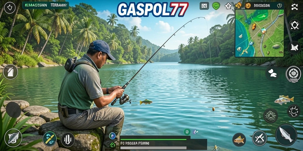 Tampilan gameplay GASPOL77 dengan suasana memancing yang memukau.