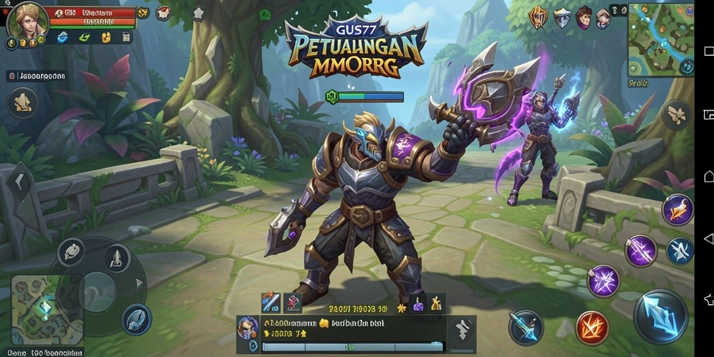 Screenshot GUS77 menampilkan pertempuran seru dalam dunia MMORPG.