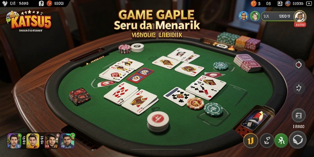 Screenshot KATSU5 menampilkan gameplay Gaple yang seru dan interaktif.