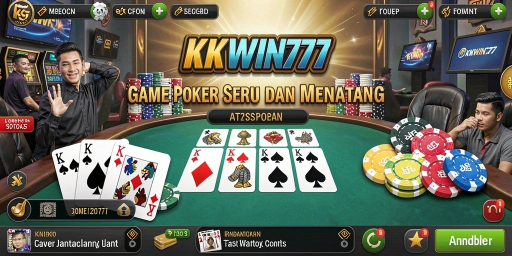 Screenshot gameplay KKWIN777 menampilkan keseruan bermain Poker secara online.