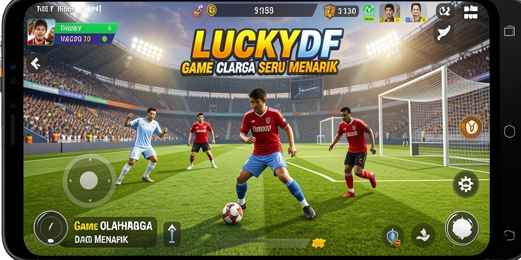 Screenshot gameplay LUCKYDF menunjukkan aksi seru di lapangan.