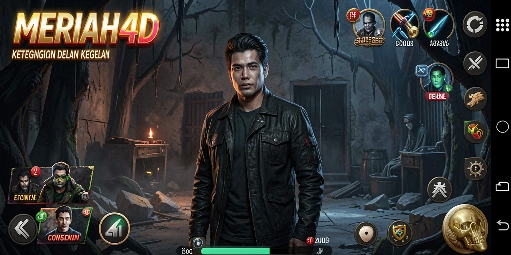 Menampilkan gameplay seram dalam MERIAH4D dengan suasana gelap.