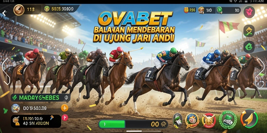 Screenshot gameplay OVABET menunjukkan aksi balapan yang mendebarkan.