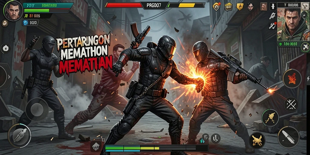 Screenshot PRG007 menunjukkan aksi pertarungan intens dan grafis yang menawan.