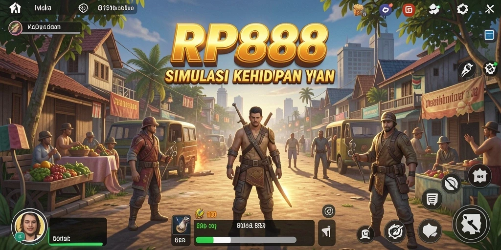 Screenshot utama RP888 menunjukkan gameplay seru dan interaksi antar pemain.