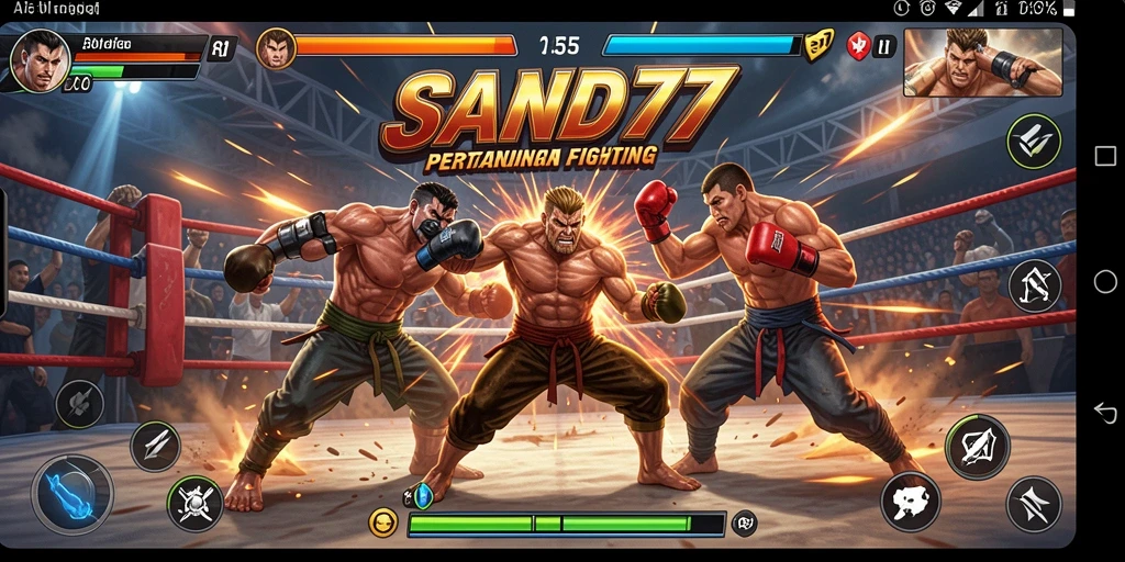 Gameplay menegangkan dalam pertarungan SAND77.