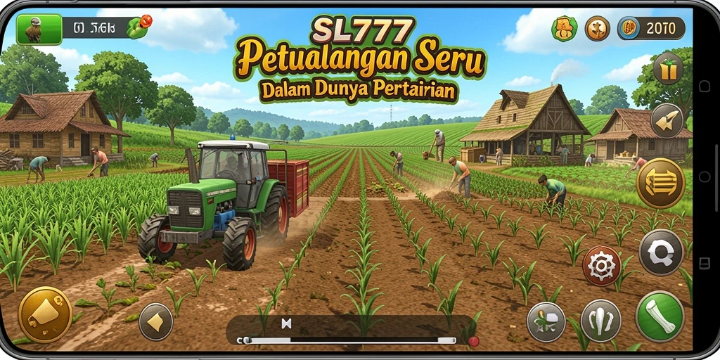 Screenshot SL777 menampilkan aktivitas bertani yang seru.