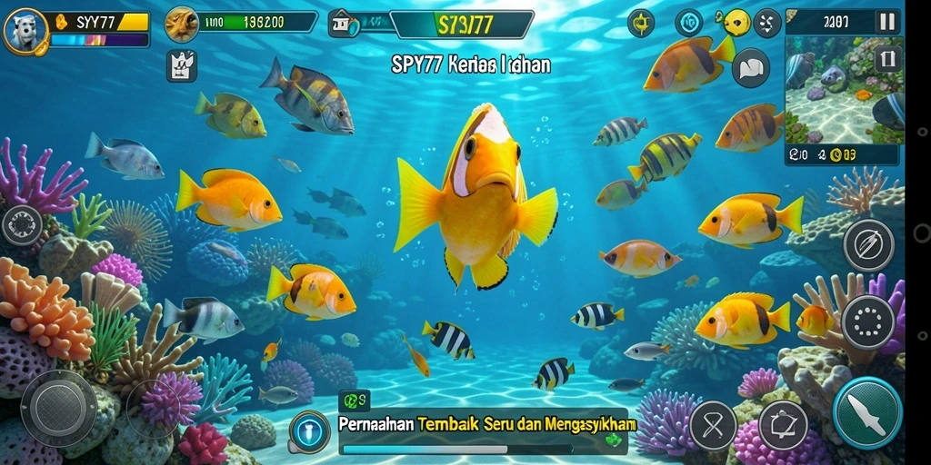Tampilan menarik dari gameplay SPY77 saat menangkap ikan.